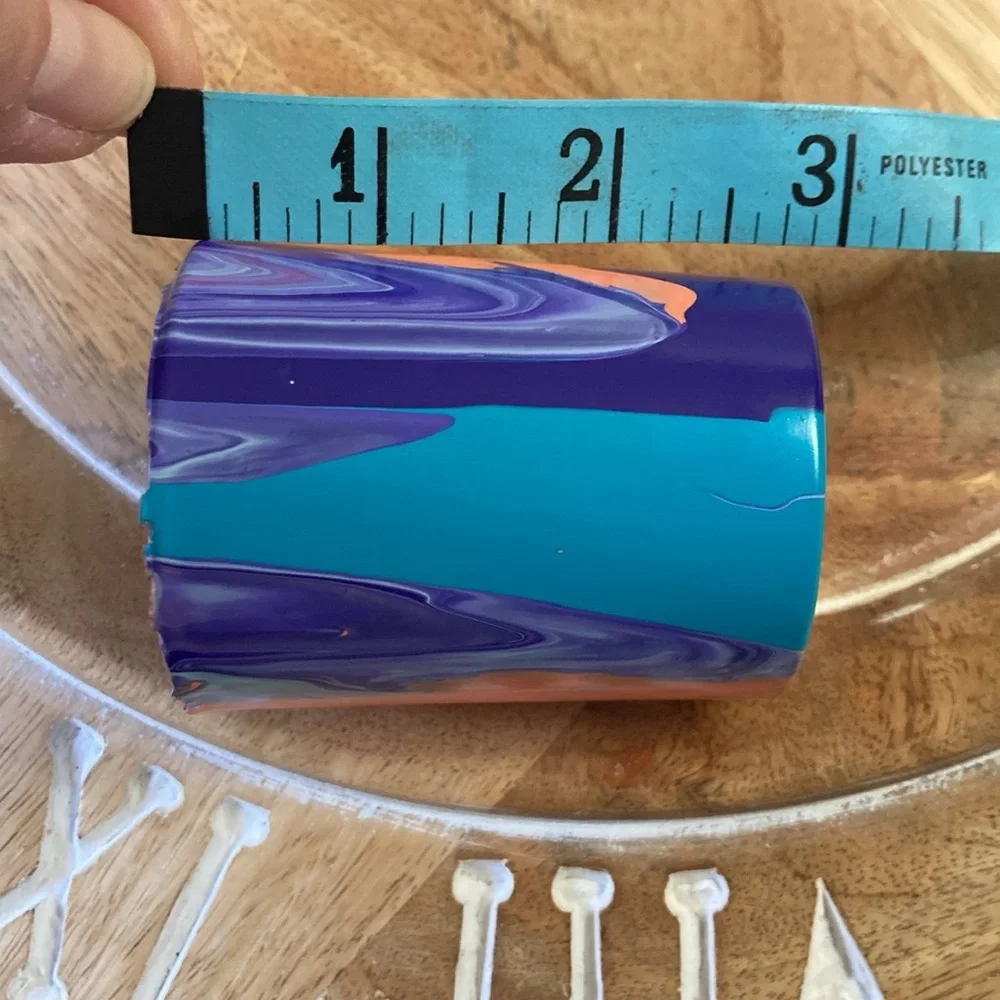 Handmade vase or votive tea light holder NEW colorful pour paint made by me